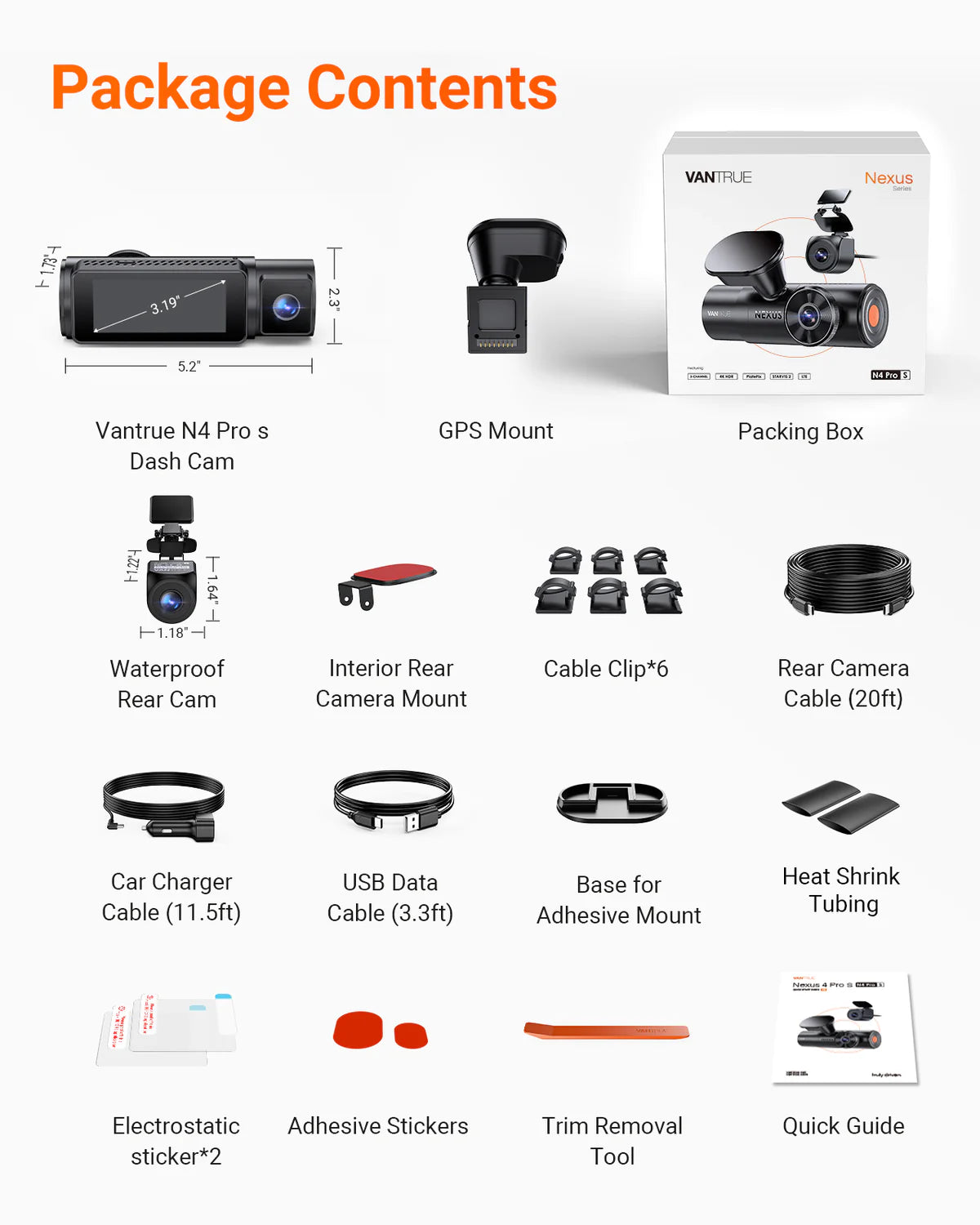 Vantrue Nexus 4 Pro S 4K 3 Channel Dash Cam
