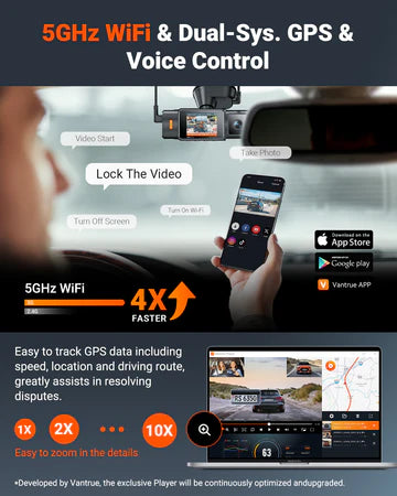 Vantrue N4S 3 Channel Front Inside Rear Dash Cam