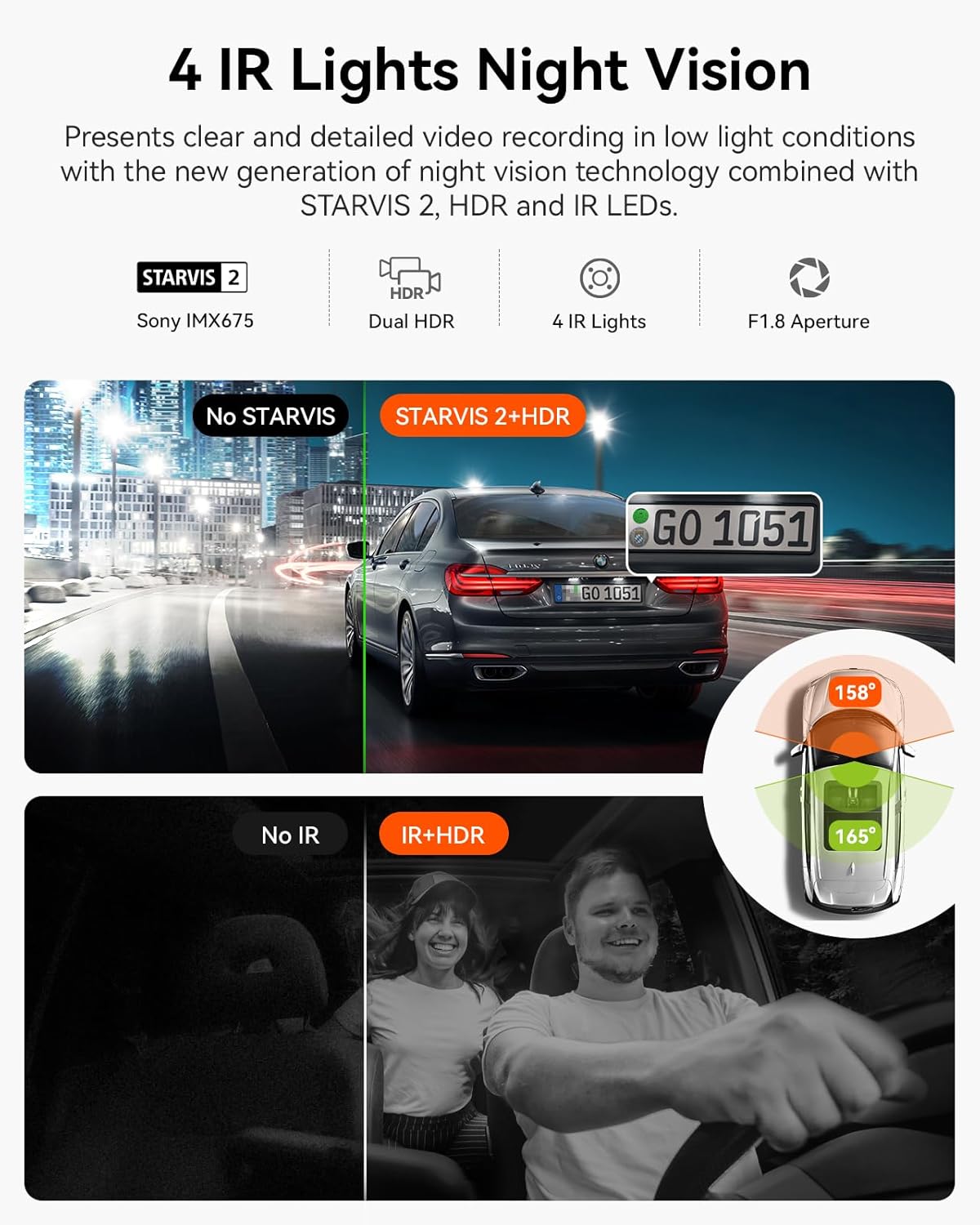 Vantrue N2X 2.7K Dash Cam Front and Inside