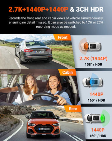 Vantrue N4S 3 Channel Front Inside Rear Dash Cam