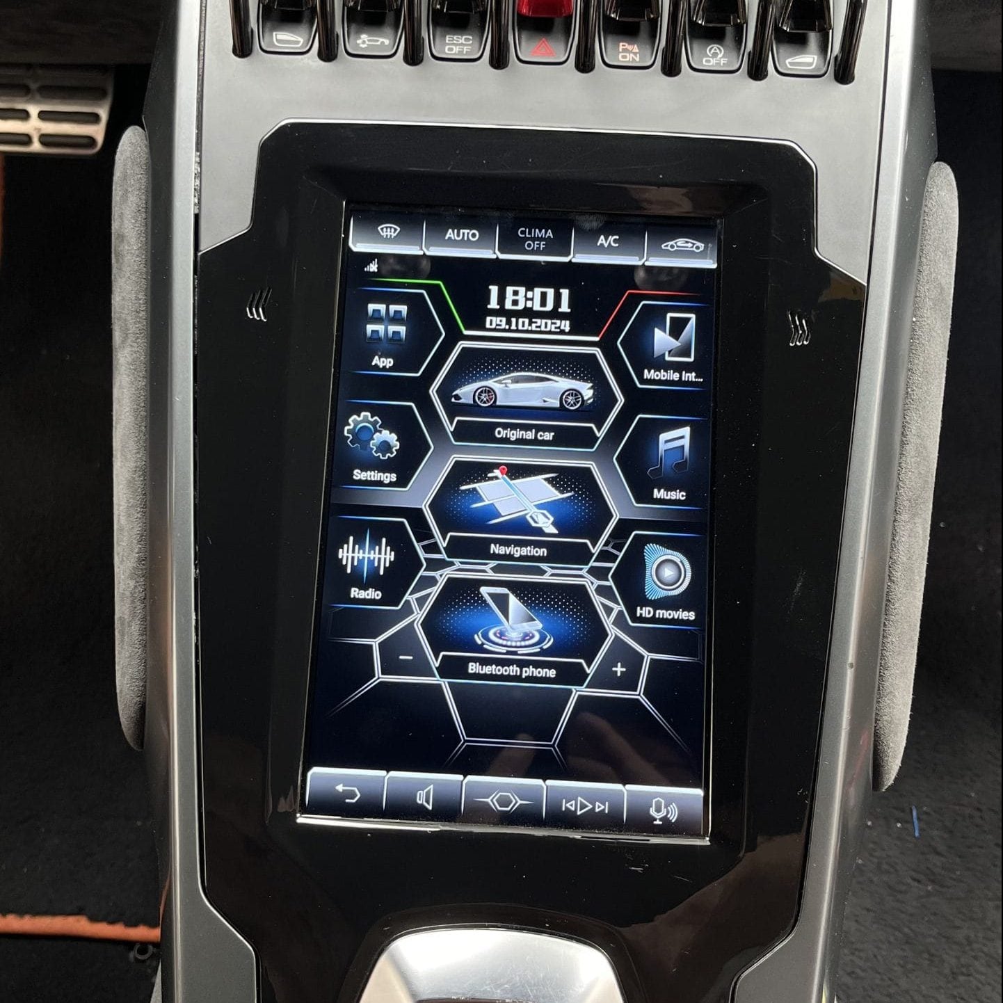 Lamborghini Huracan new Design Center Console Android Display system